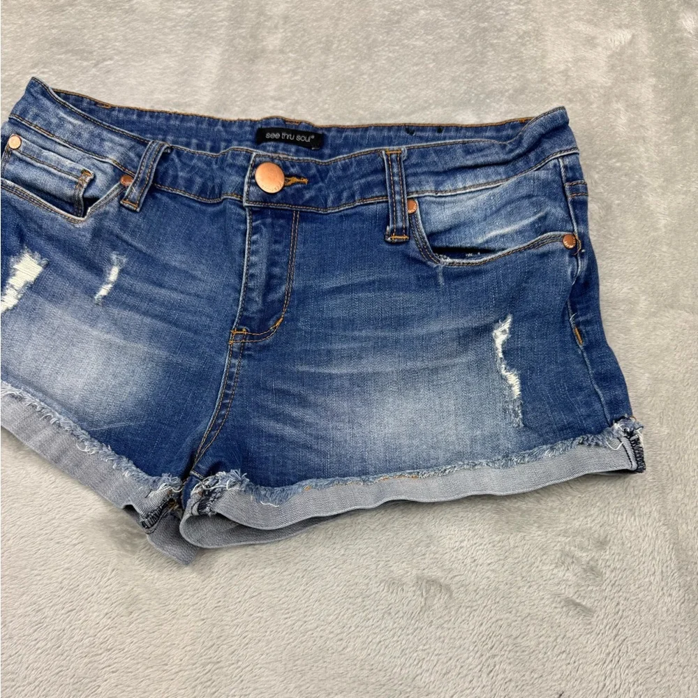 See thru short short denim sz 7 - Picture 2 of 8